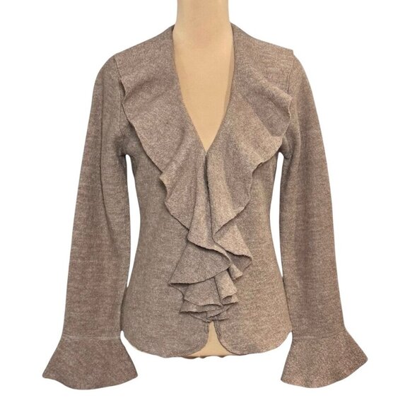 VTG SUSAN BRISTOL Boho Wool Cardigan Sz.S Ruffle Bell Sleeve Cottage Whimsical - Picture 9 of 9